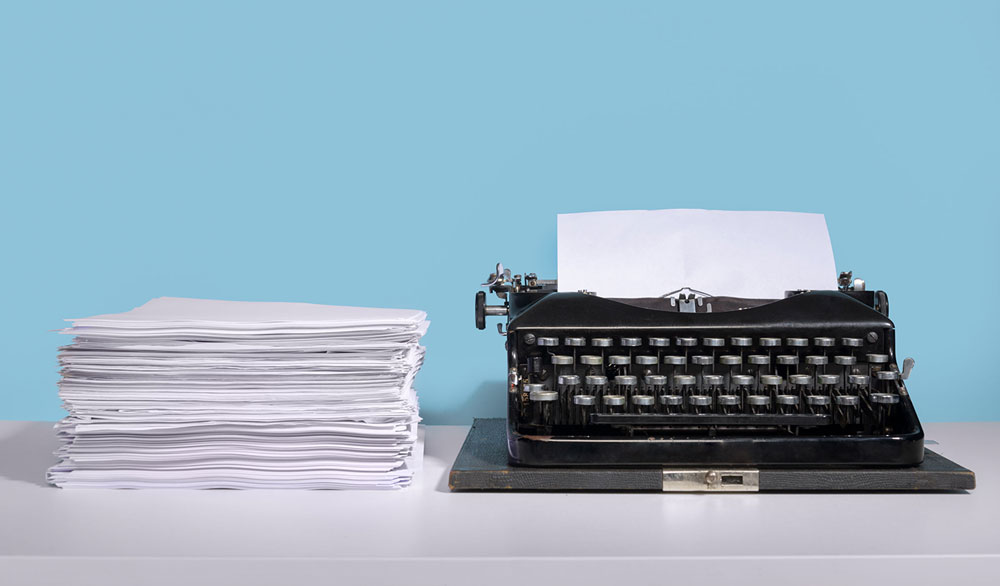 Typewriter and manuscript